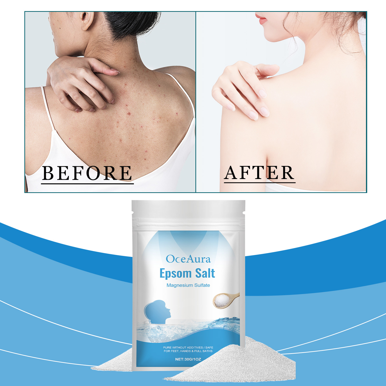 Bath Salts Magnesium - Garam Epsom Magnesium Sulfat Melembapkan Mengelupas