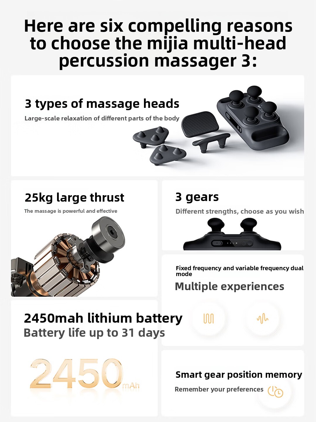 Mijia Multi‑Head Massage Gun 3 - Health Wellness Massage ulasan dan harga